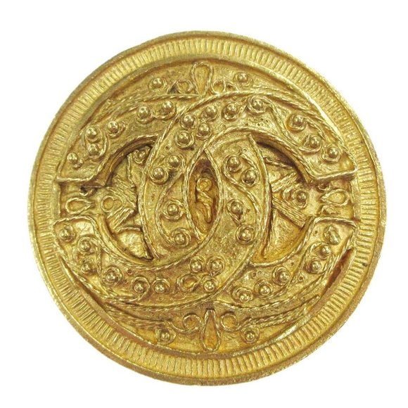 AUTHENTIC CHANEL CC Medallion Motif Brooch Pin Corsage Gold-plated - Picture 1 of 4